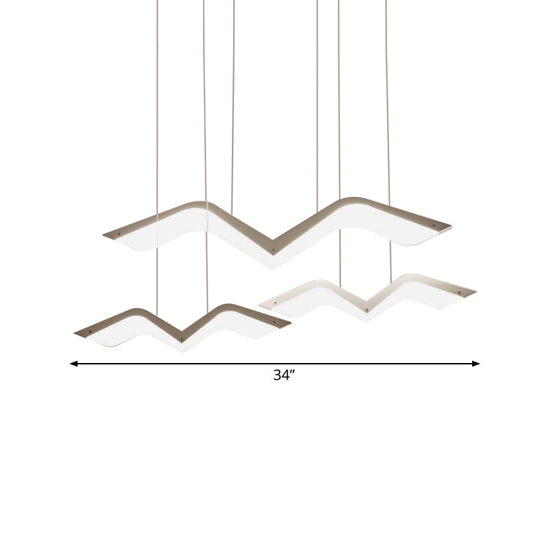 2/3/4/5 Seagull Multi Light Pendant Simple Acrylic Shade LED Hanging Lamp in White