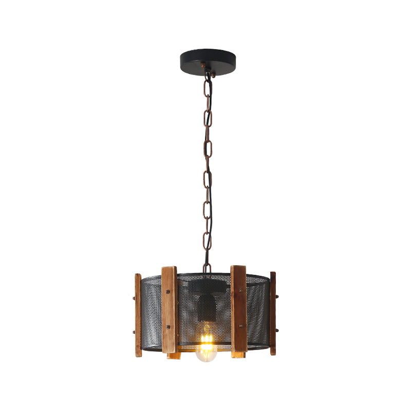 1 tambour de tête / cadre conique Pendule Light Kit de lampe suspendue en métal noir industriel, 11 "/ 19" de large