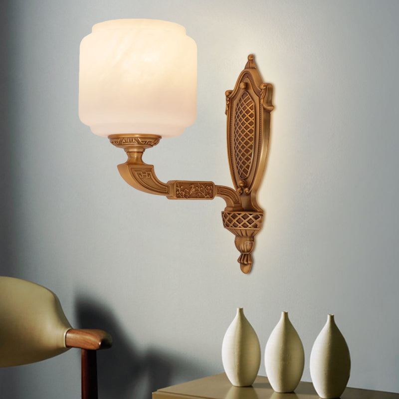 Brass 1 Bulb Wall Lighting Freeture Country Opal Glass Glass Lantern Aboved Light Plipce
