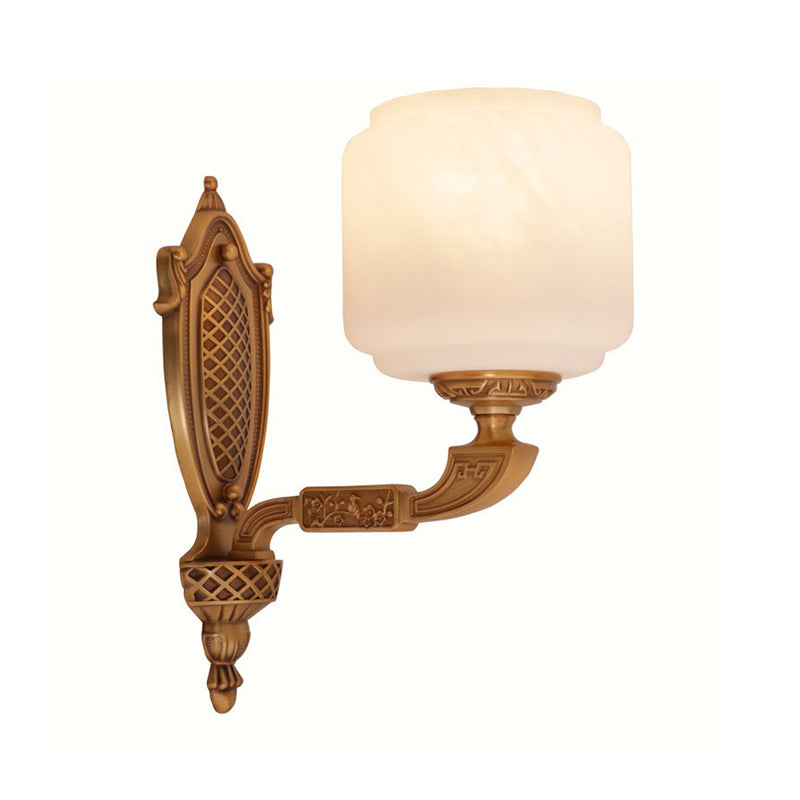 Brass 1 Bulb Wall Lighting Freeture Country Opal Glass Glass Lantern Aboved Light Plipce