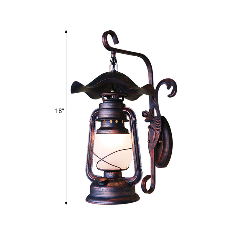 1 Bulb Opaline Glass Wall Mount Light Nautical Weathered Copper Kerosene Lamp Porch Wall Lighting