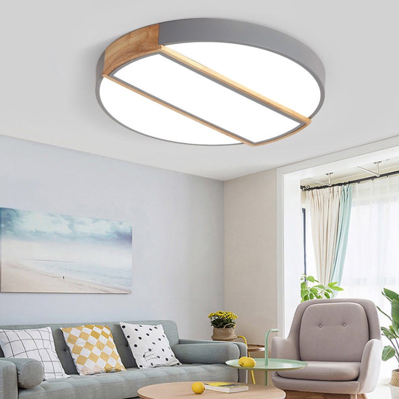 Nordic Circle LED-inbouwlamp met acryldiffusor 12"/16"/19,5" breedte LED-plafondlamp in groen/grijs/roze/wit voor babykamer