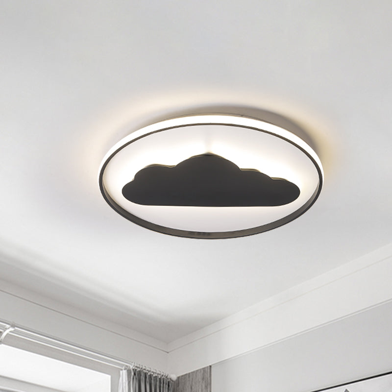 Acrylic Cloud Ceiling Flush Mount Contemporary LED Lighting Fixture in Black for Bedroom