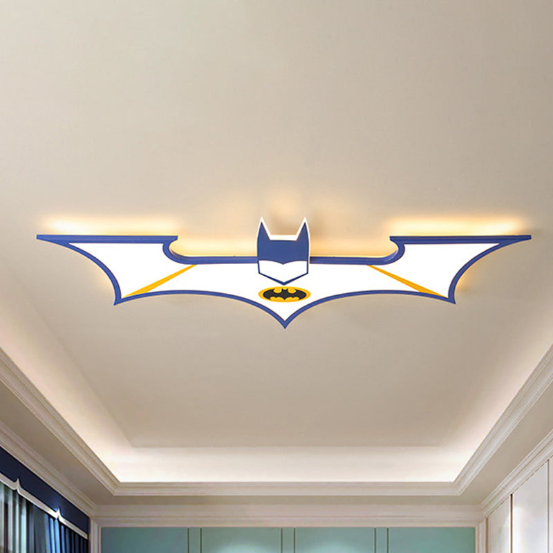 Black/Blue Batman Flush Light Fixture Kids LED Acrylic Flush Mount Lamp for Boys Room