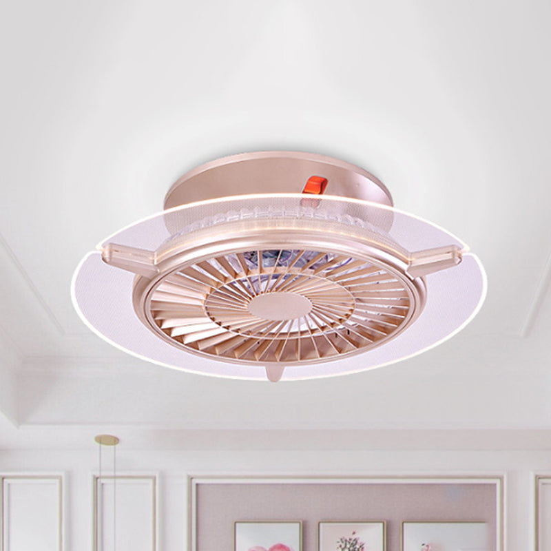 Éclairage de ventilateur rose rose de 22 "Light à LED moderne en métal semi-montage pour le salon