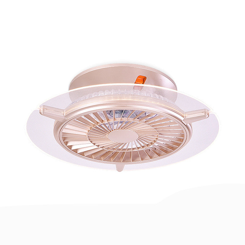 Light a ventola a soffitto rotondo largo 22 "Light moderno semi -montaggio in metallo a led per soggiorno