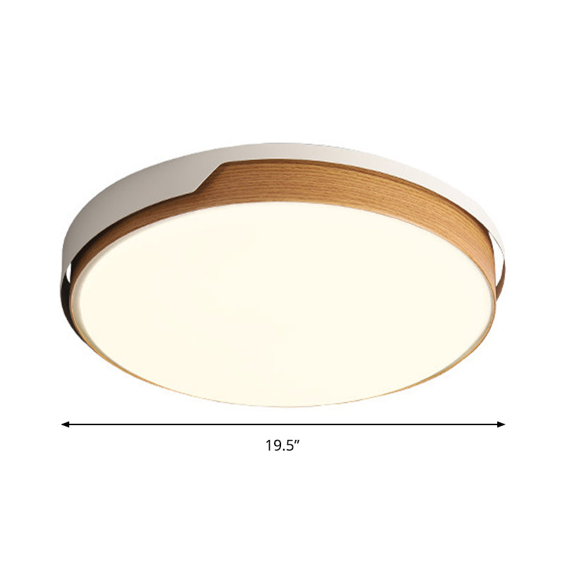 Flat Panel Round Flush Mount Light Modern Acrylic LED Ceiling Light in White for Dining Room