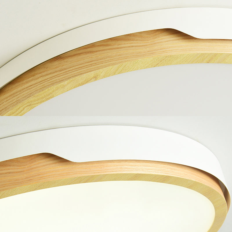 Flat Panel Round Flush Mount Light Modern Acrylic LED Ceiling Light in White for Dining Room