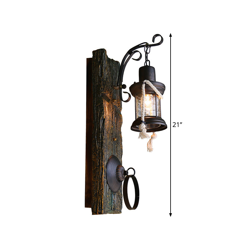 Metallic Lantern Wall Lighting Warehouse 1 Light Doorway Wall Mounted Lamp in Antique Bronze