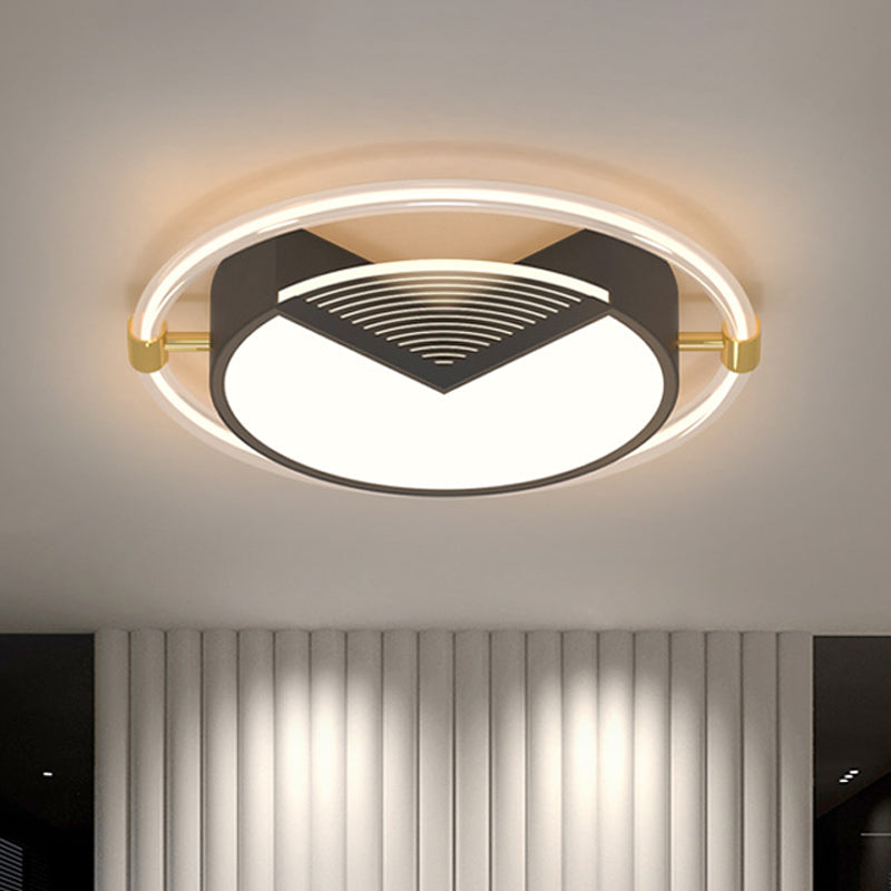 Salle géométrique Ceiling Fixture Acrylique LED Flush contemporain Mount Light en noir