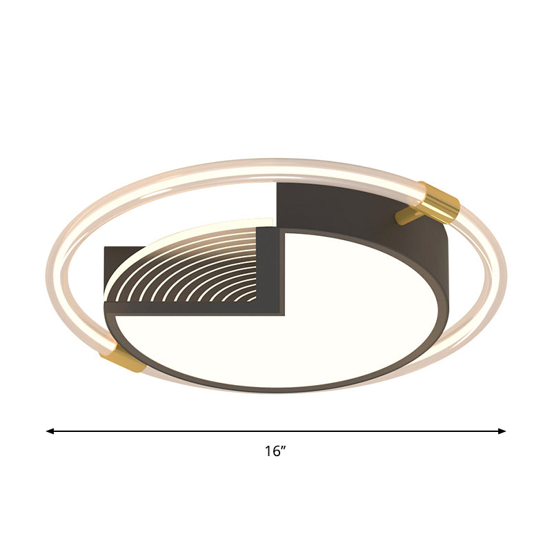 Salle géométrique Ceiling Fixture Acrylique LED Flush contemporain Mount Light en noir