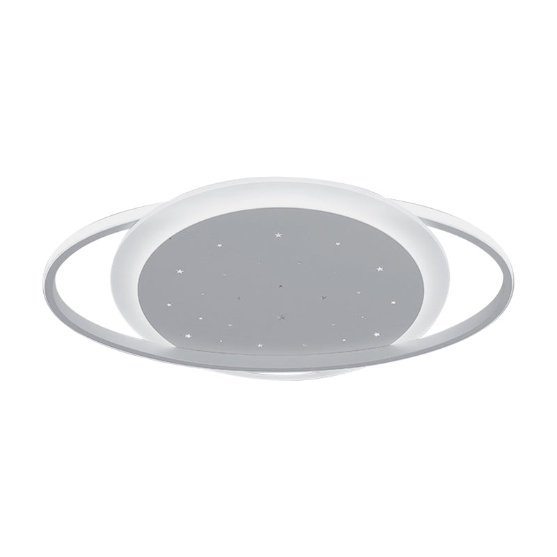 Saturn Acrylic Flush Light Fixture Simple LED White Close to Ceiling Lamp with Star Design