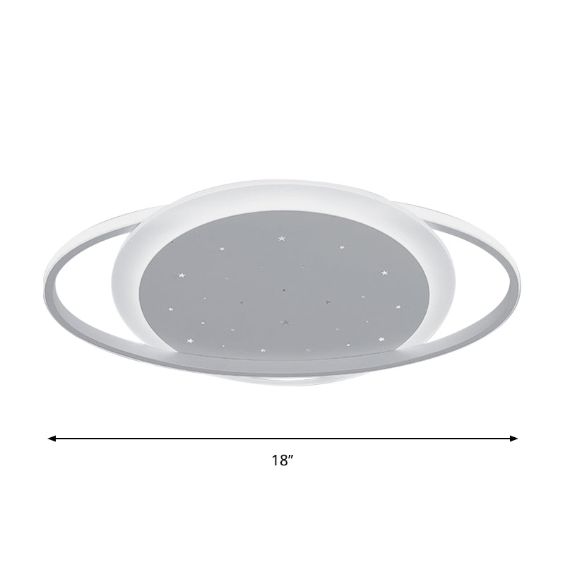Saturn Acrylic Flush Light Fixture Simple LED White Close to Ceiling Lamp with Star Design