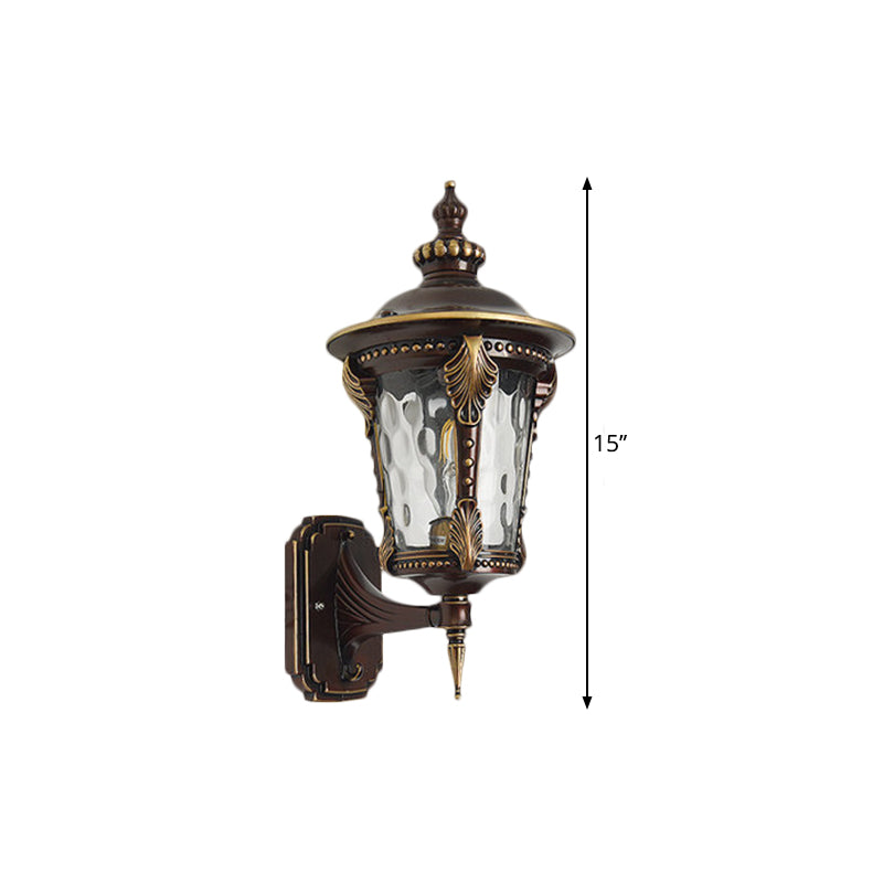 7"/8" W Single Head Urn Wall Mount Light Vintage Style Copper Dimpled Glass Wall Lighting