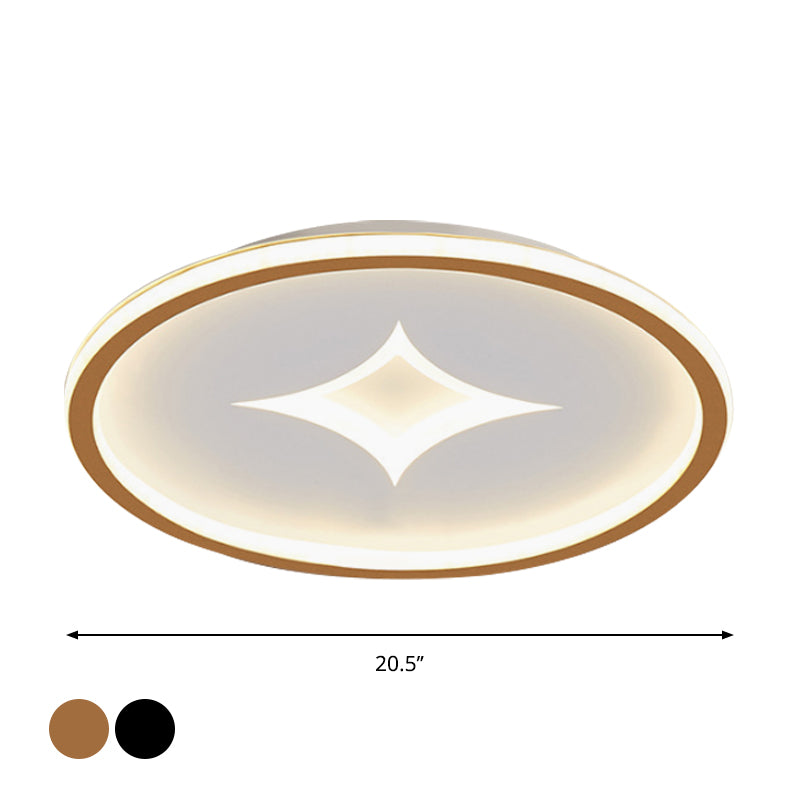 Round Flush Mount Lamp Simple Acrylic Black/Gold LED Flushmount Lighting in Warm/White Light for Bedroom