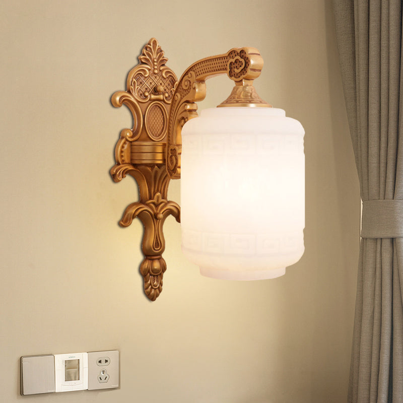 1 Kopf Opalglas Wand Licht traditionelle Messinnen Laternen Schatten Wandleuchte Beleuchtung für Wohnzimmer