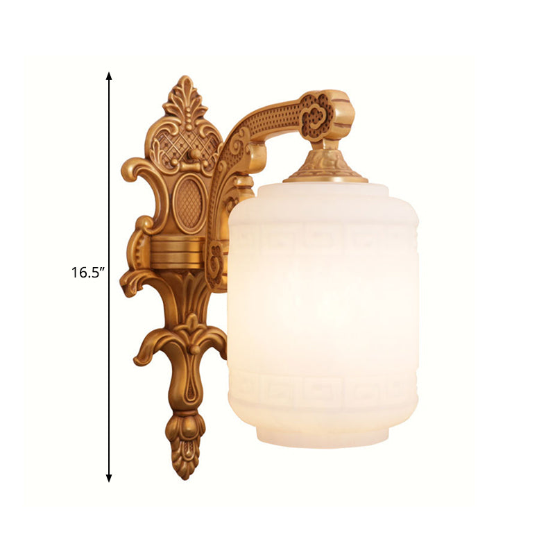 1 testa Opal Glass Wall Light tradizionale Landa in ottone Ottone Scontro per soggiorno per soggiorno