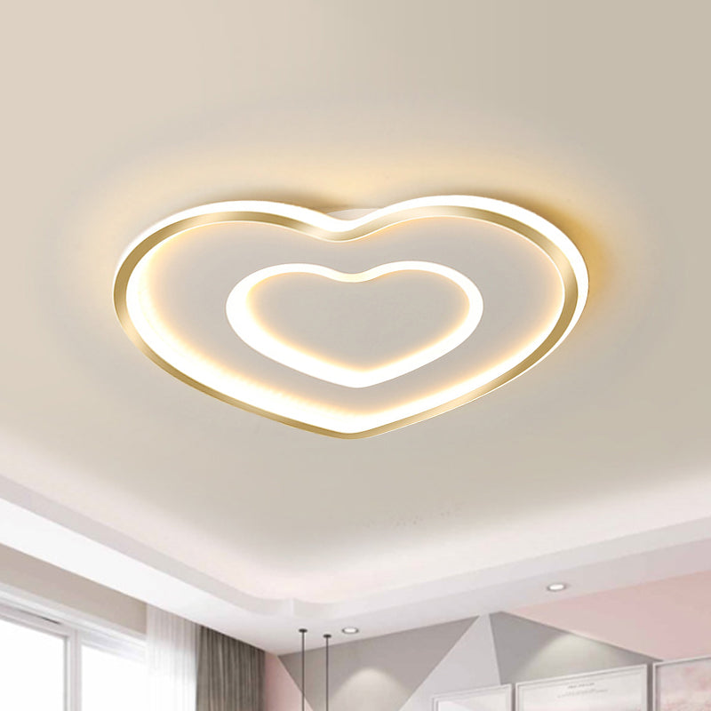 Loving Heart Acrylic Flush Light Fixture Nordic LED White Flushmount Lighting for Bedroom