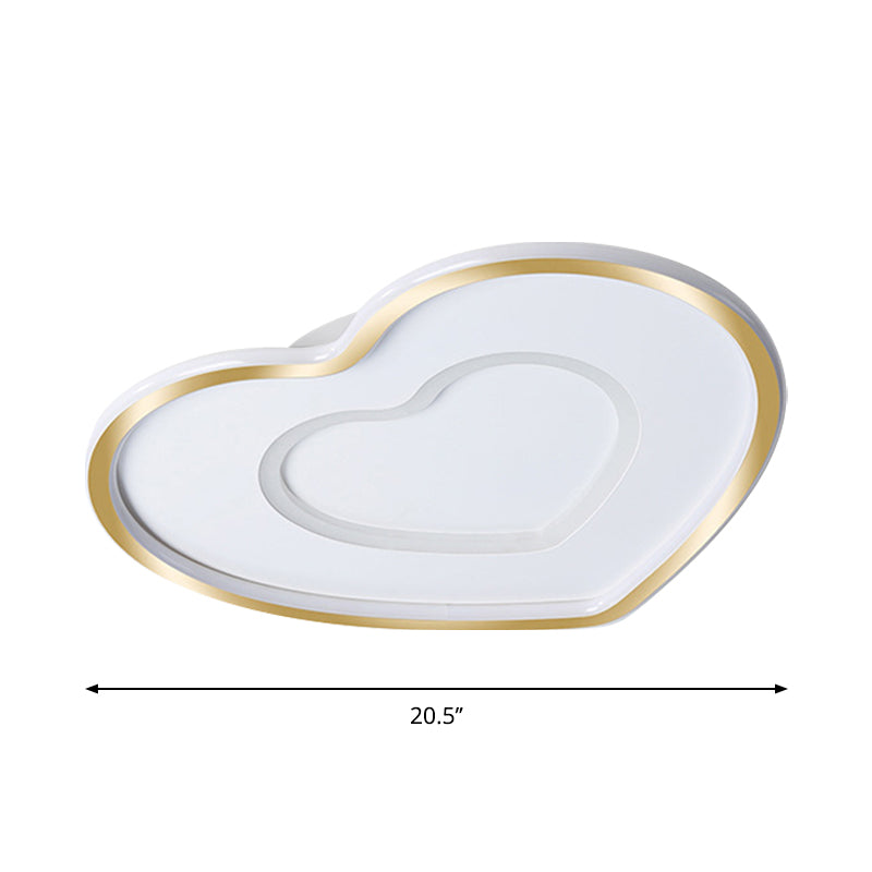 Loving Heart Acrylique Flush Light Fixture Nordic LED White Flushmount Lighting for Bedroom