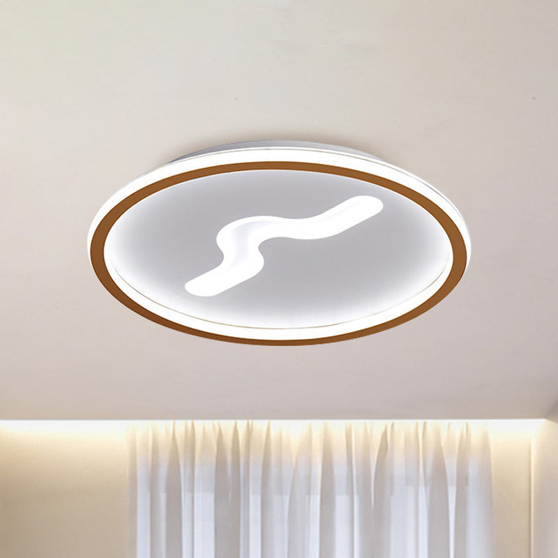 Rounded Bedroom Flush Mount Lighting Acrylic LED Nordic Flush Ceiling Light in Black/Gold, Warm/White Light