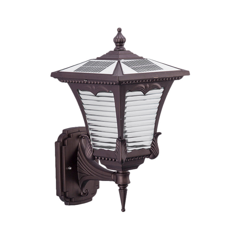 1-Light Wall Lighting Ideas Rural Lantern Prismatic Glass Wall Mount Lighting in Coffee