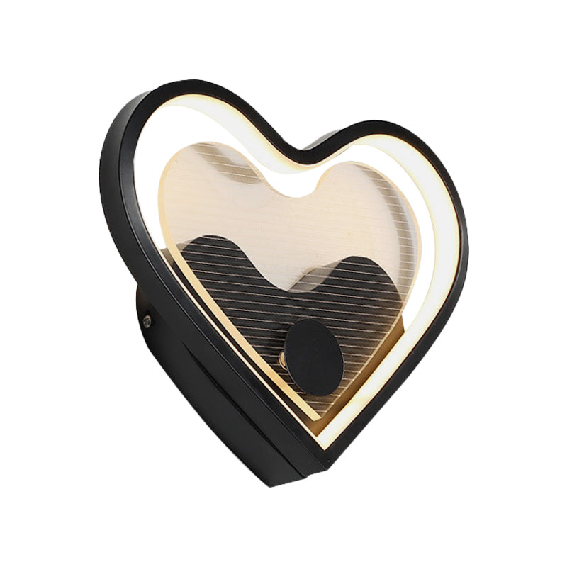 Illuminazione a parete cuore/nuvola acrilico nordico nero/bianco lampada montata a parete per camera da letto