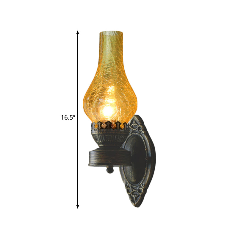 1 Kopfvase Wandmontierte Lampe Nautische schwarze strukturierte weiße/klare/gelbe Knistern Glaswandbeleuchtung Ideen