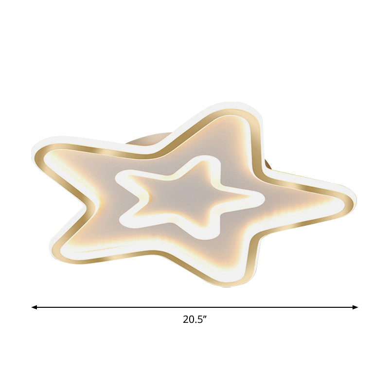 Star Bedroom Flush Ceiling Light Acrylic LED Cartoon Flush Mount Lighting Fixture in White