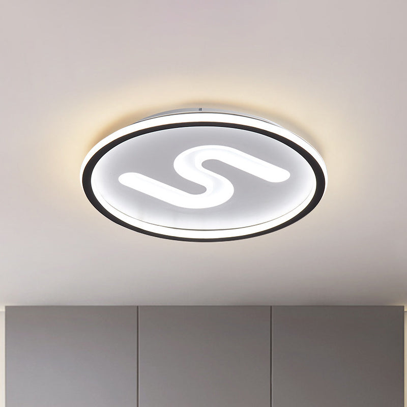 S-Shaped Acryl Plafond Verlichting Hedendaagse Zwart/Goud LED Flush Light Fixture, Warm/Wit Licht