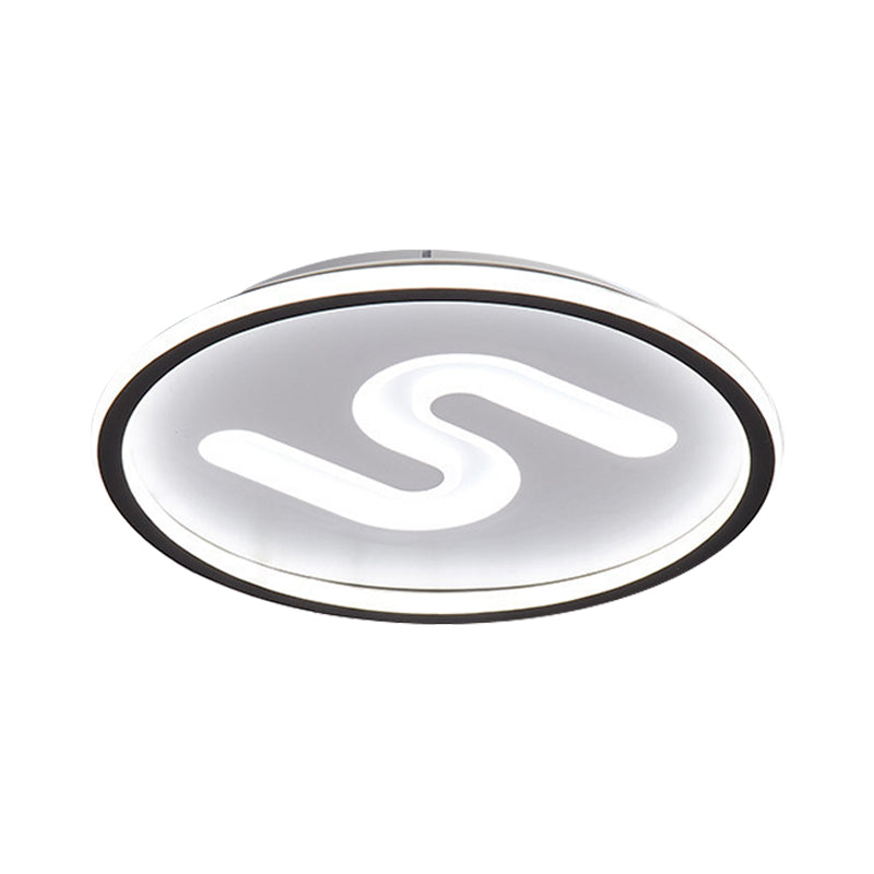 S-Shaped Acryl Plafond Verlichting Hedendaagse Zwart/Goud LED Flush Light Fixture, Warm/Wit Licht
