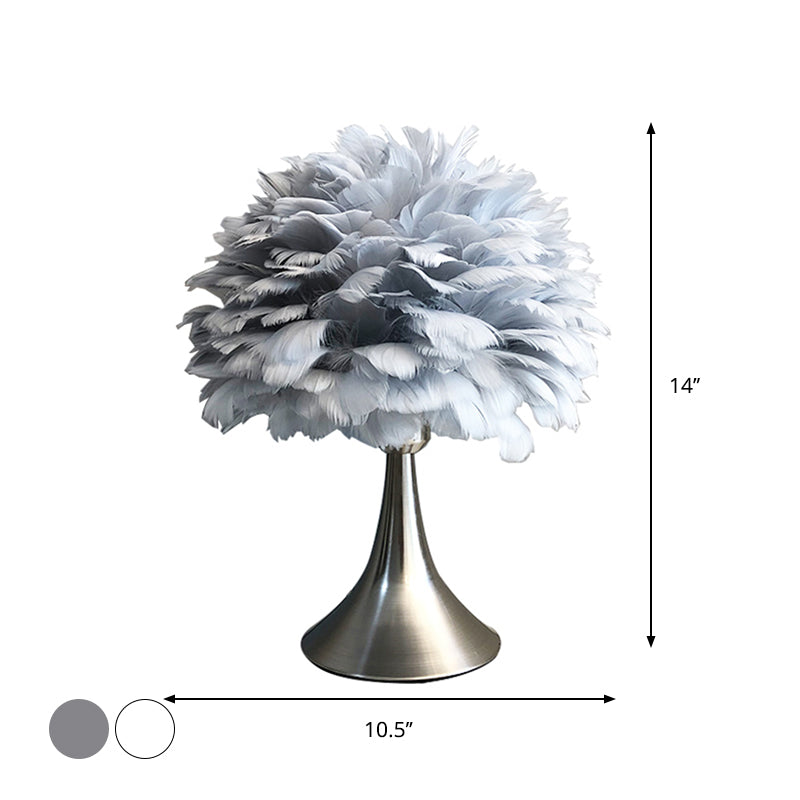 Lampada da lettura ad albero Lampada da comodino a LED moderna in piuma grigio/bianco per sala studio