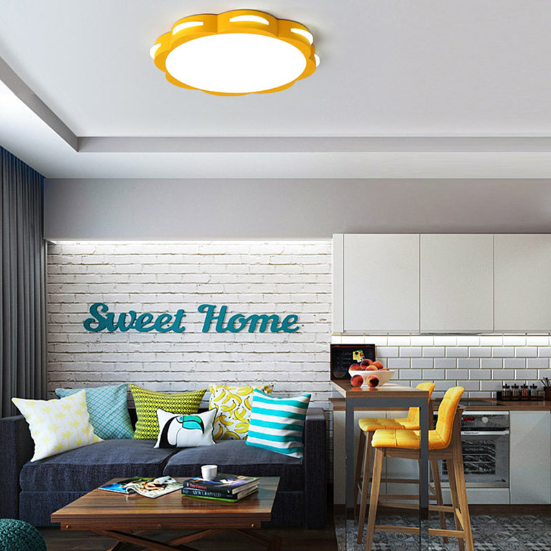 Bedroom Ceiling Lighting LED, Macaron Flush Mount Light with Acrylic Floral Shade for Girls