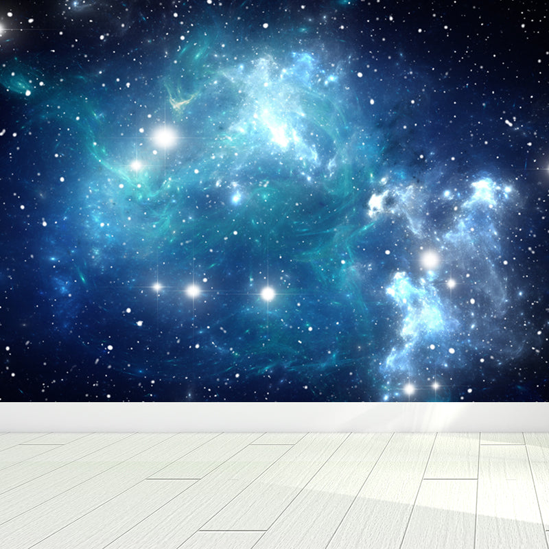 Extra Large Constellations Wall Mural Blue Non-Woven Wall Decor for Playroom, Custom