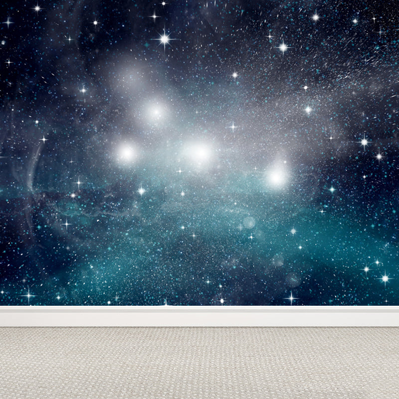 Extra Large Constellations Wall Mural Blue Non-Woven Wall Decor for Playroom, Custom