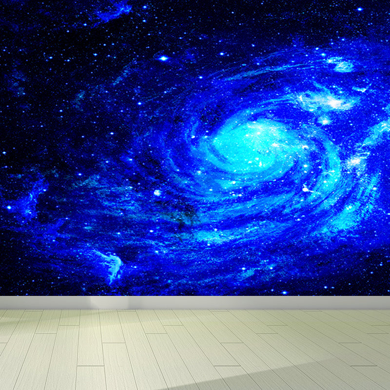 Modern Constellations Scene Wall Mural Non-Woven Waterproof Dark Blue Wall Art for Bedroom