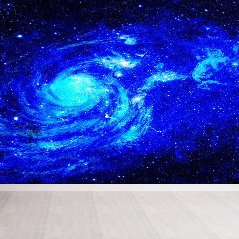 Modern Constellations Scene Wall Mural Non-Woven Waterproof Dark Blue Wall Art for Bedroom