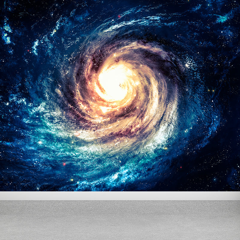 Modern Supernatural Stars Spiral Mural for Boys Bedroom Customised Wall Art in Dark Color