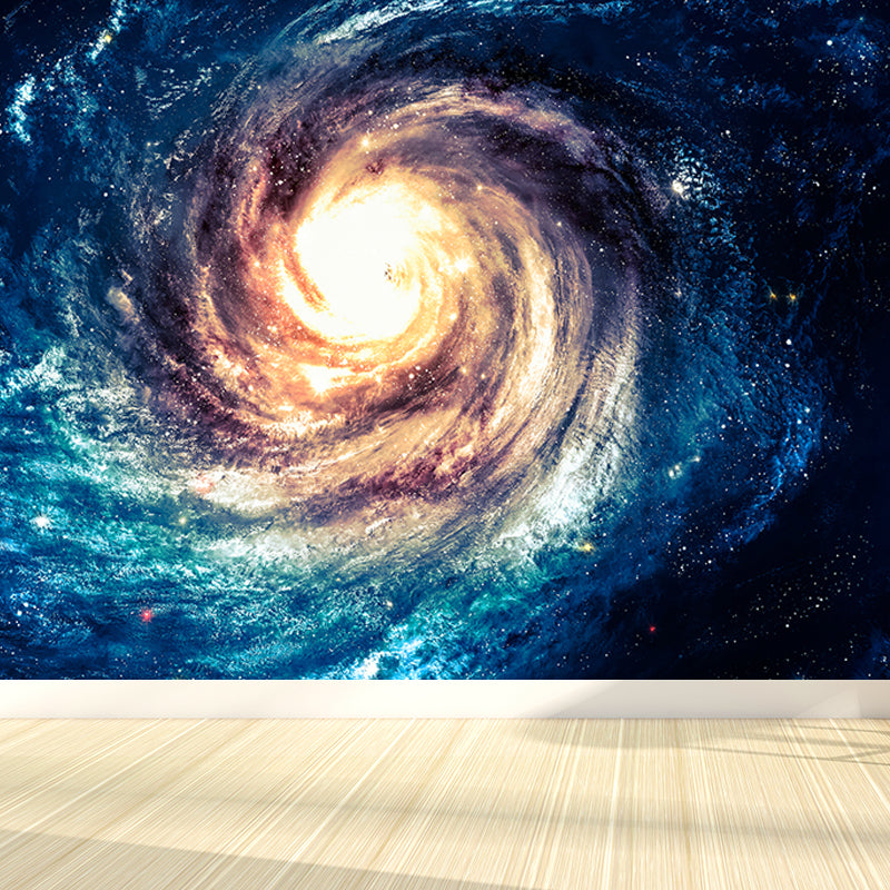 Modern Supernatural Stars Spiral Mural for Boys Bedroom Customised Wall Art in Dark Color