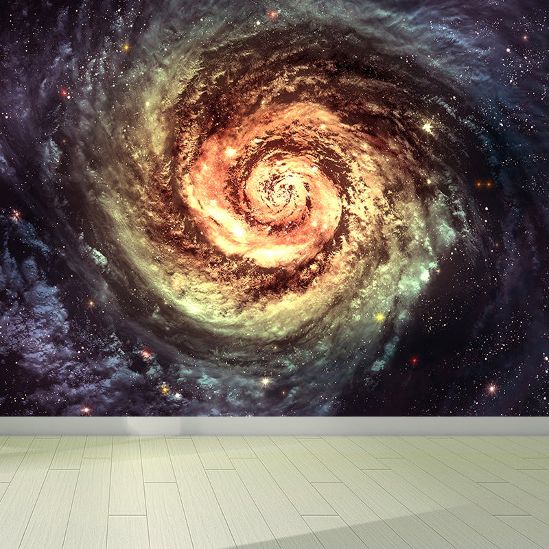 Modern Supernatural Stars Spiral Mural for Boys Bedroom Customised Wall Art in Dark Color