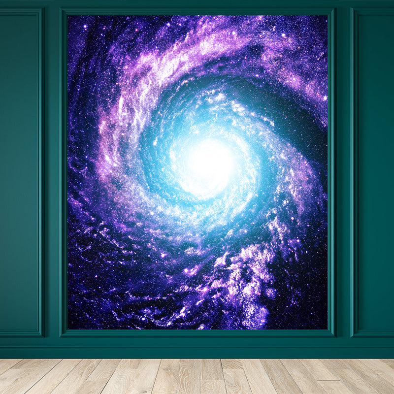 Modern Supernatural Stars Spiral Mural for Boys Bedroom Customised Wall Art in Dark Color