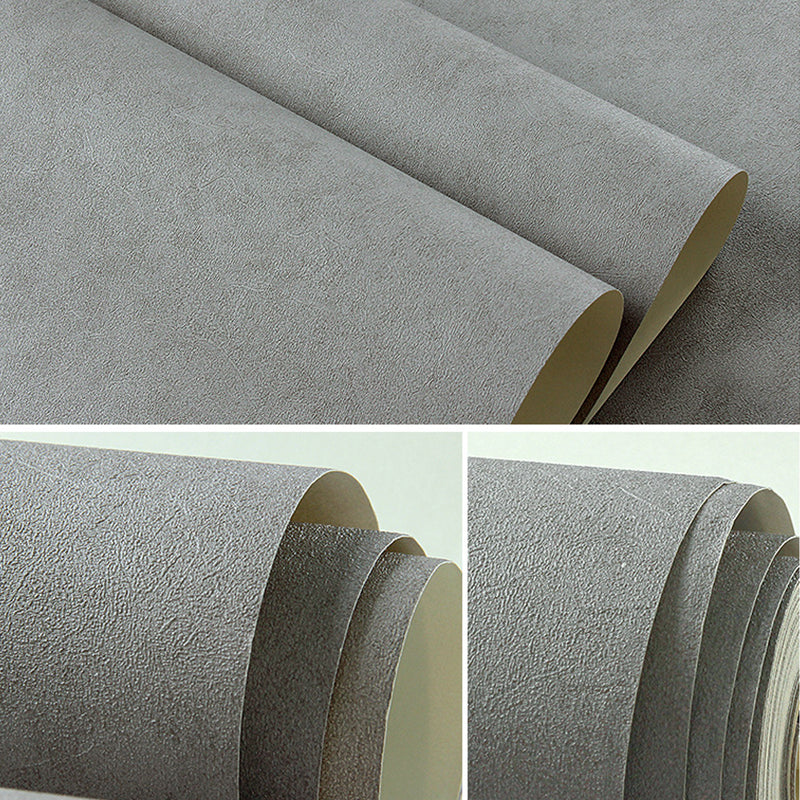 Minimal Plain Pattern Wallpaper Roll PVC Stain Resistant Light Color Wall Covering for Room
