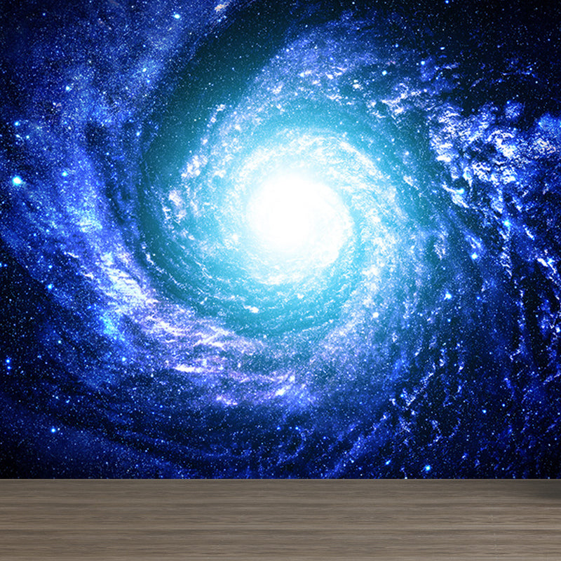 Contemporary Stars Spiral Scenery Mural Wallpaper Blue Astronomy and Space Wall Covering