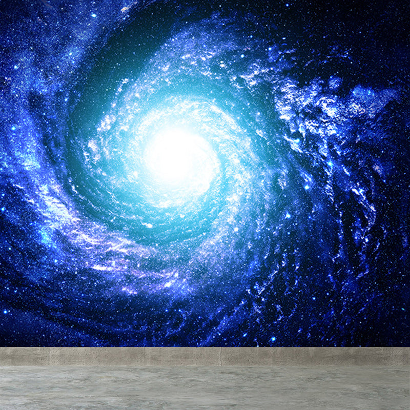 Contemporary Stars Spiral Scenery Mural Wallpaper Blue Astronomy and Space Wall Covering