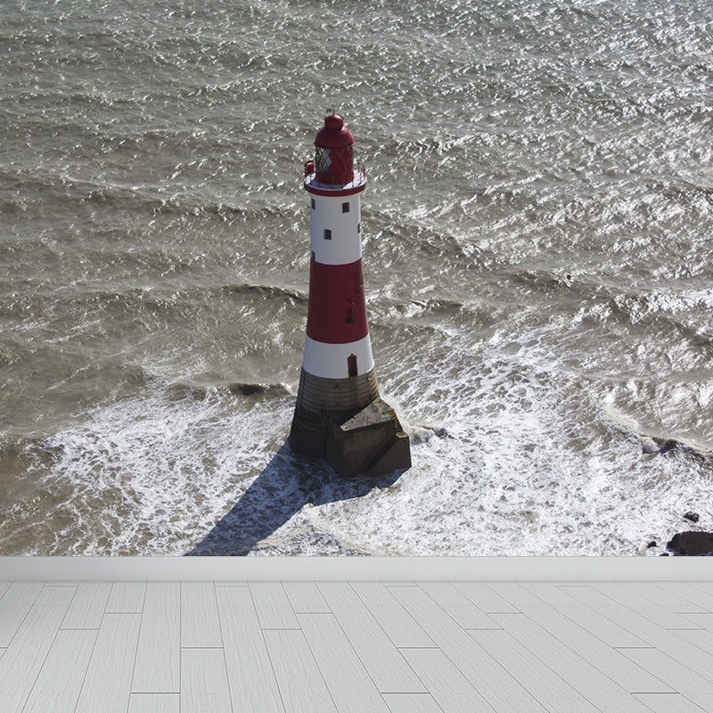 Grand Lighthouse Mural Wallpaper for Dining Room Human Landscape Wall Covering, Customized