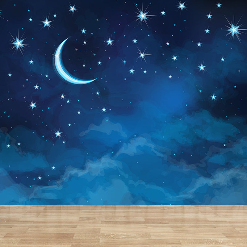 Stain Resistant Starry Night Mural Non-Woven Texture Modern Wall Decor for Girls Room
