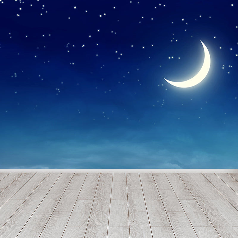 Stain Resistant Starry Night Mural Non-Woven Texture Modern Wall Decor for Girls Room