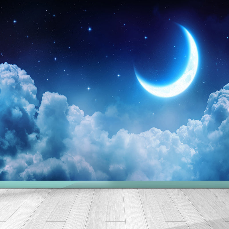 Stain Resistant Starry Night Mural Non-Woven Texture Modern Wall Decor for Girls Room