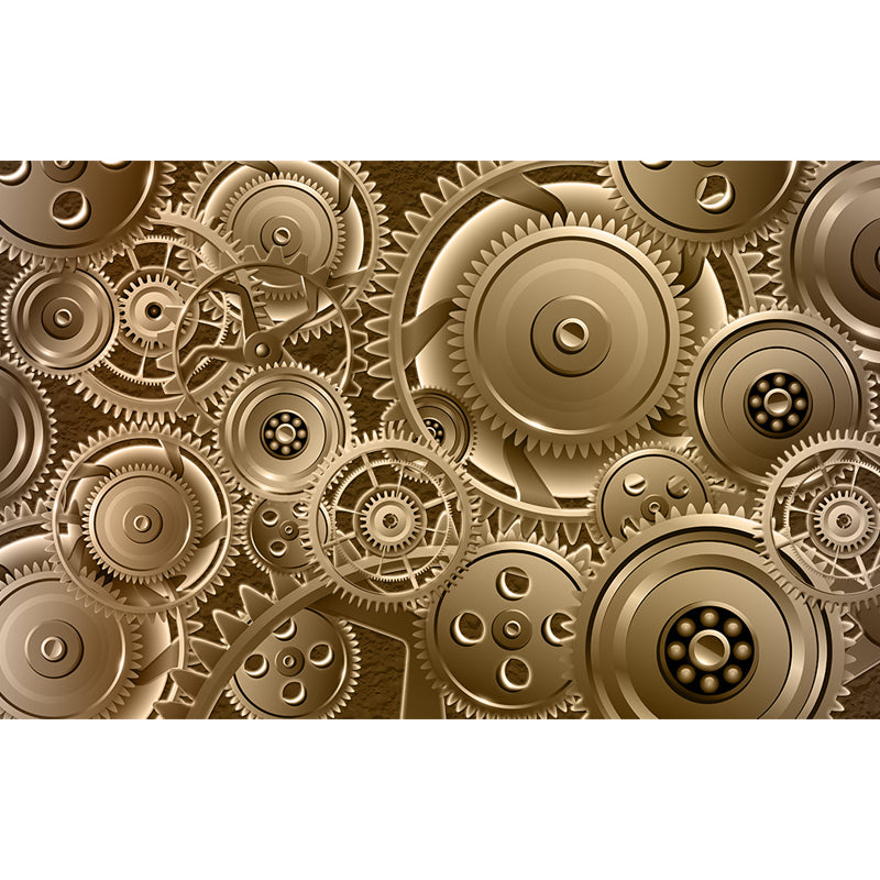 Industrial Metal Gear Mural Decal Light Color Dining Room Wall Covering, Personalized