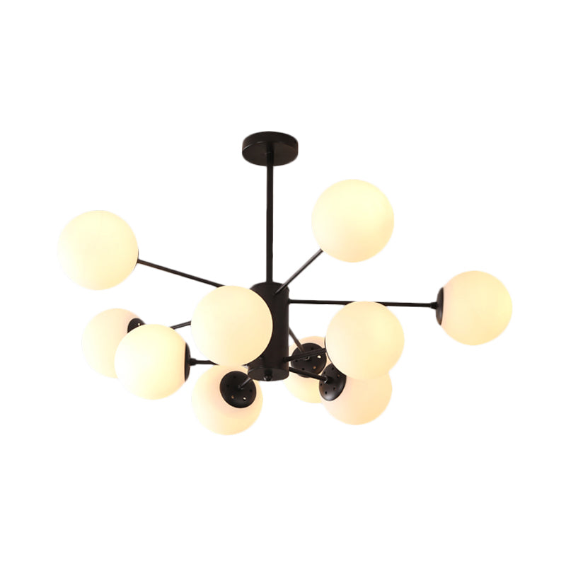 Amber/Blue/Clear Glass Spherical Chandelier Light Post Modern 6/8/10 Lights Black Pendant Lamp for Bedroom