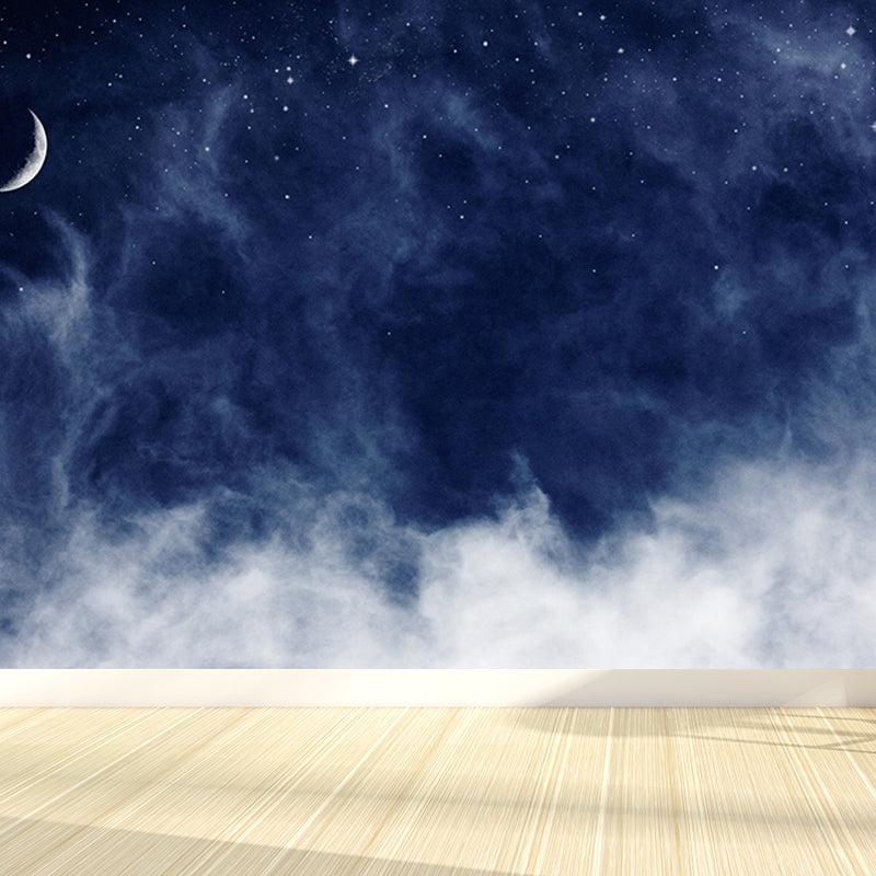 Photography Moon and Stars Mural Giant Wall Covering for Dining Room, Custom Printed